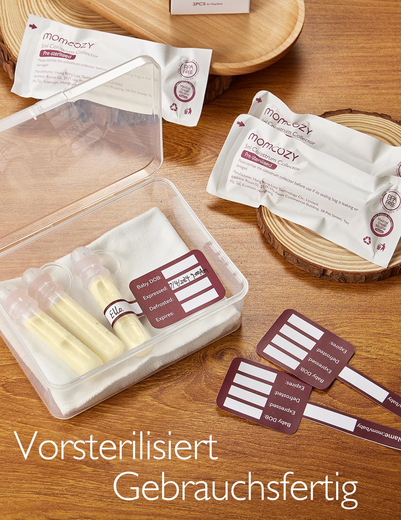 Momcozy Colostrum Collector Kolostrum-Sammler Wiederverwendbarer Muttermilch-Sammler, tragbarer Kolostrum-Behälter zum Füttern des Babys, Mehrzweck-Sammler BPA-frei, 5ml-6St.