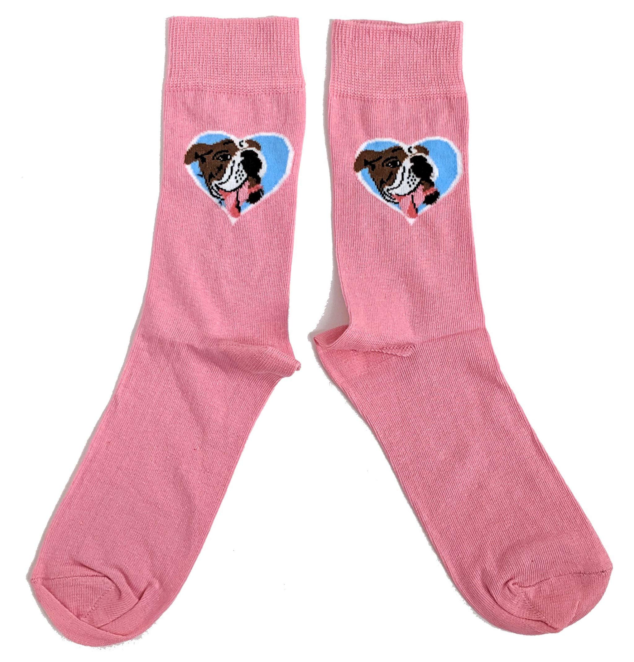 Sock Shack Mens British English Bulldog Pink Heart Socks UK 6-11/Eur 39-45/USA 7-12