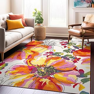 Rugshop Modern Bright Flowers Non-Slip (Non-Skid) Area Rug 5 X 7 (5' 3