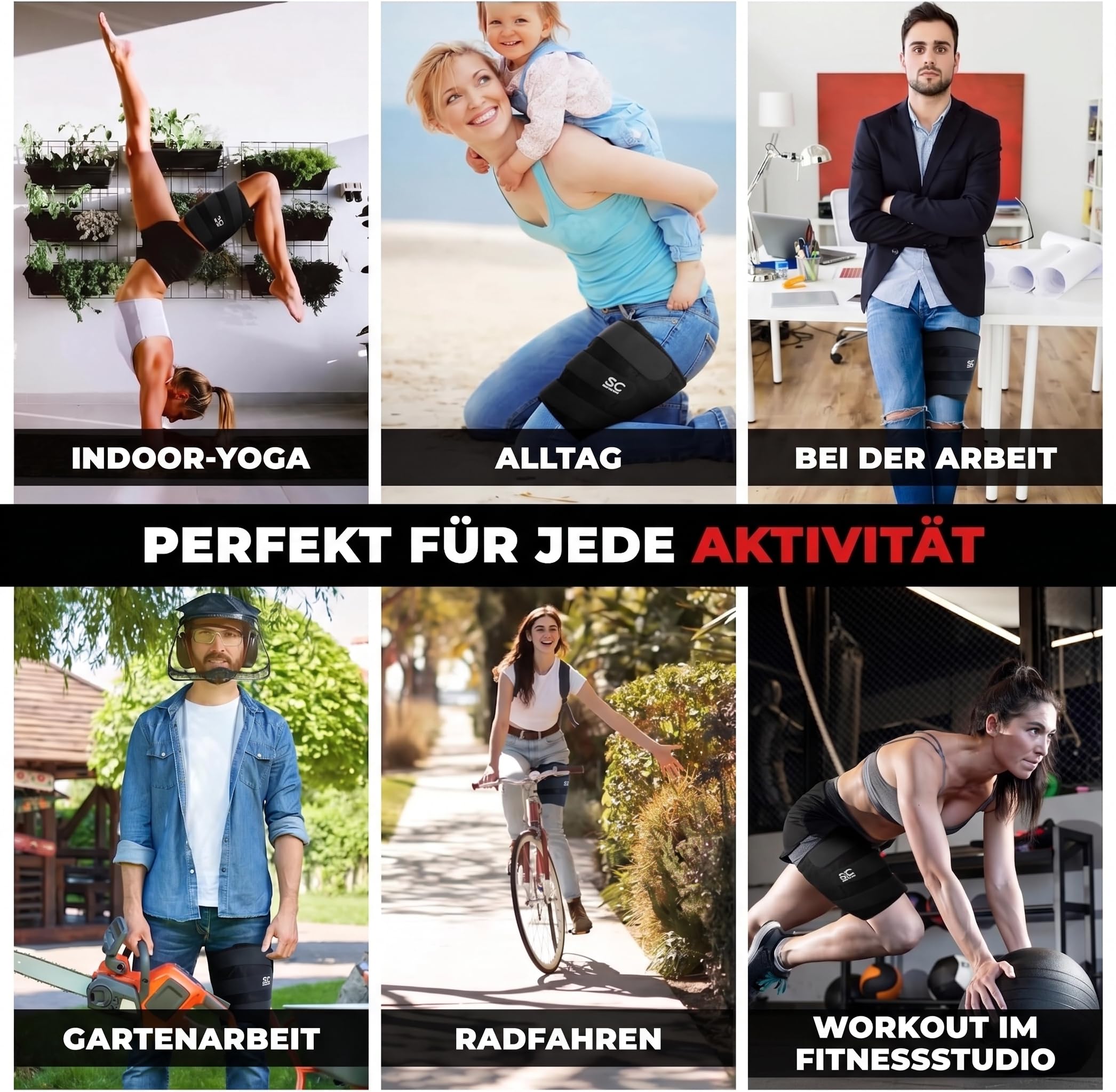 Stone and Clark Oberschenkelbandage – rutschfeste, bequeme Oberschenkelstütze und Oberschenkelbandage für Männer und Frauen - XL