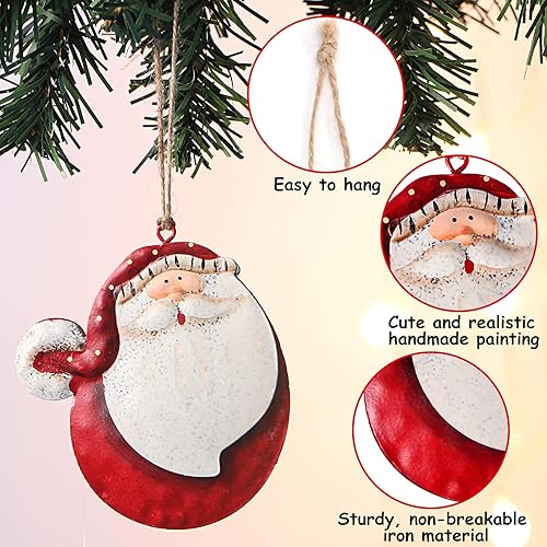 Miniatura 2 de Juego de 4 adornos para árbol de Navidad, decoración de hojalata de ángel, muñeco de nieve de Papá Noel, colgantes colgantes para decoración de