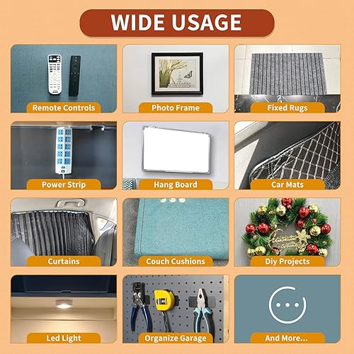 Miniatura 6 de 30 juegos de tiras de gancho y bucle industriales resistentes con adhesivo, cinta adhesiva fuerte de doble cara, cierre adhesivo negro para