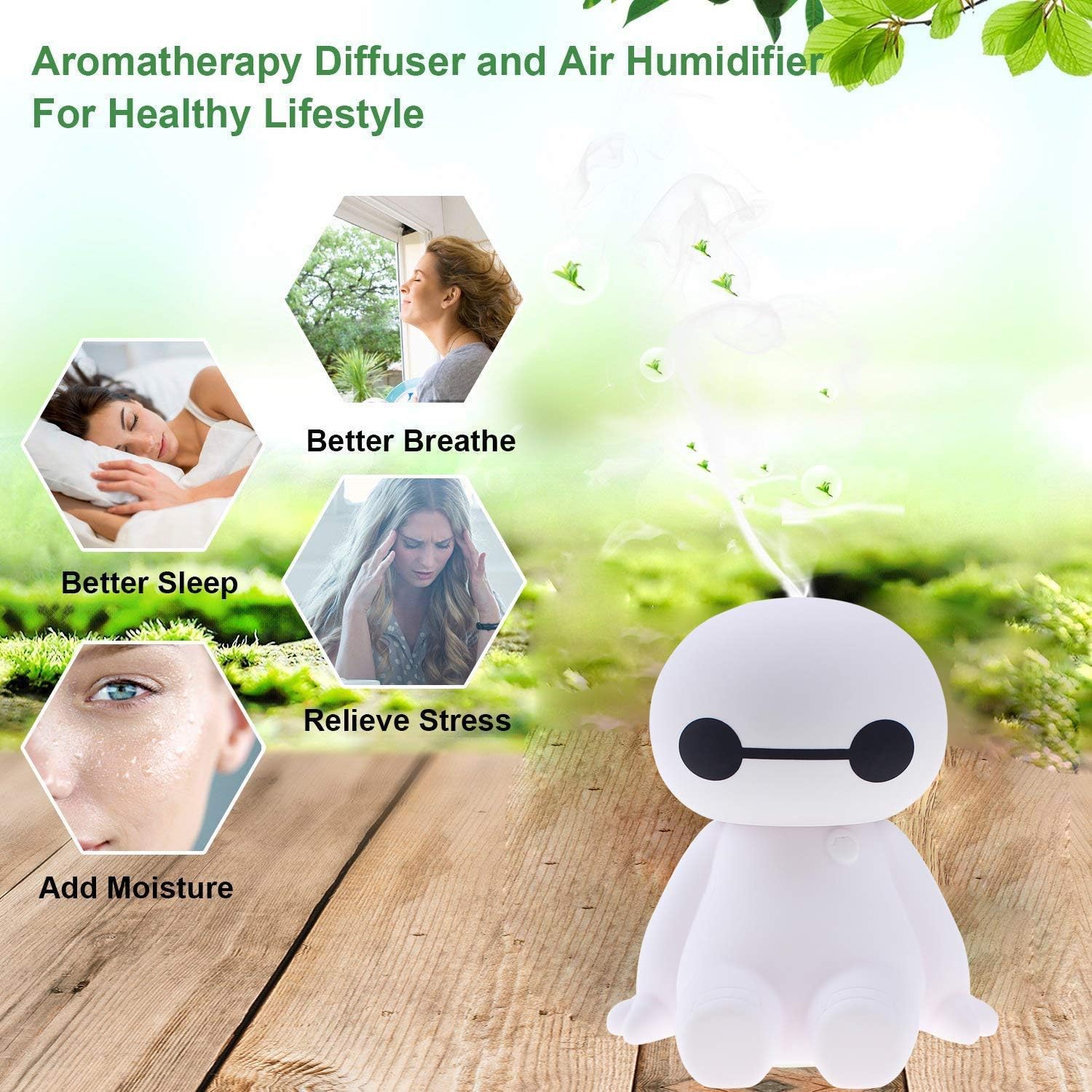 INVODA Humidifiers Portable Small Cool Mist Humidifiers Mini USB Personal Desktop Humidifiers for Travel, Car, Office Room, Bedroom (White)