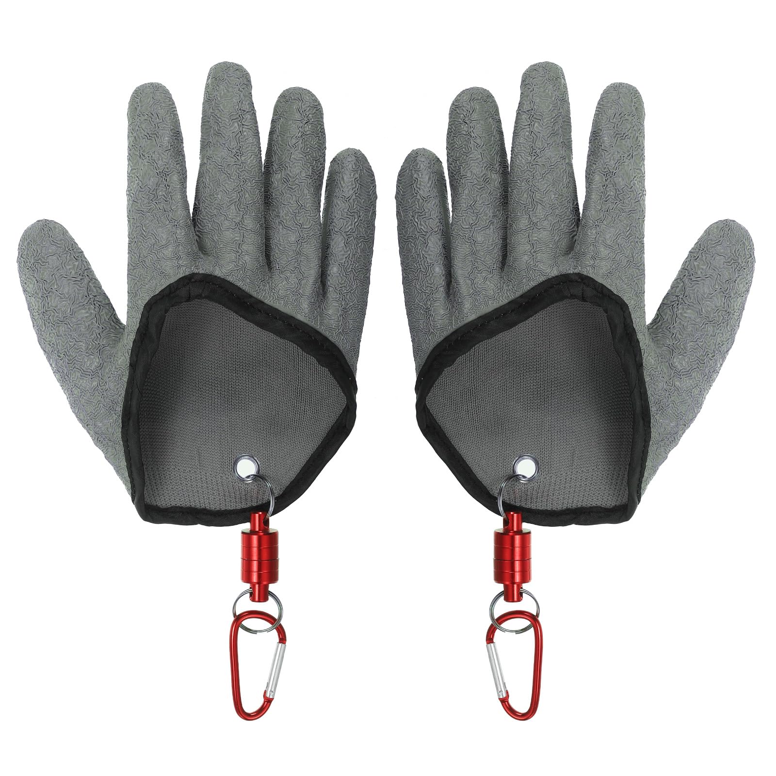 PATIKIL Fishing Gloves With Alloy Magnet Release 1 Pair Fisherman Professional Catch Fish Gloves Non-Slip Puncture Resistant Waterproof Fillet Glove for Handling Catching Cleaning Grey