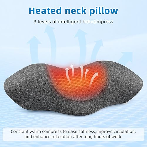 Miniatura 2 de Almohada masajeadora de cuello, masajeador de cuello con calor y vibración, almohada ergonómica de masaje de hombro para aliviar el dolor de tejido