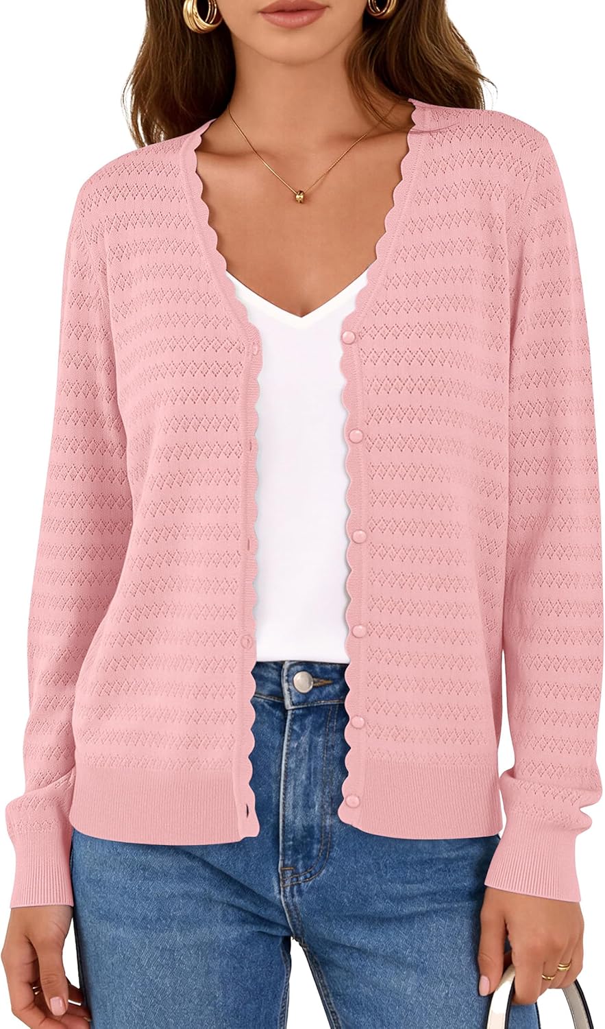 PRETTYGARDEN Lightweight Cardigans for Women Trendy Cozy Fall Fashion Long Sleeve Button V Neck Soft Knit Spring Sweater Tops