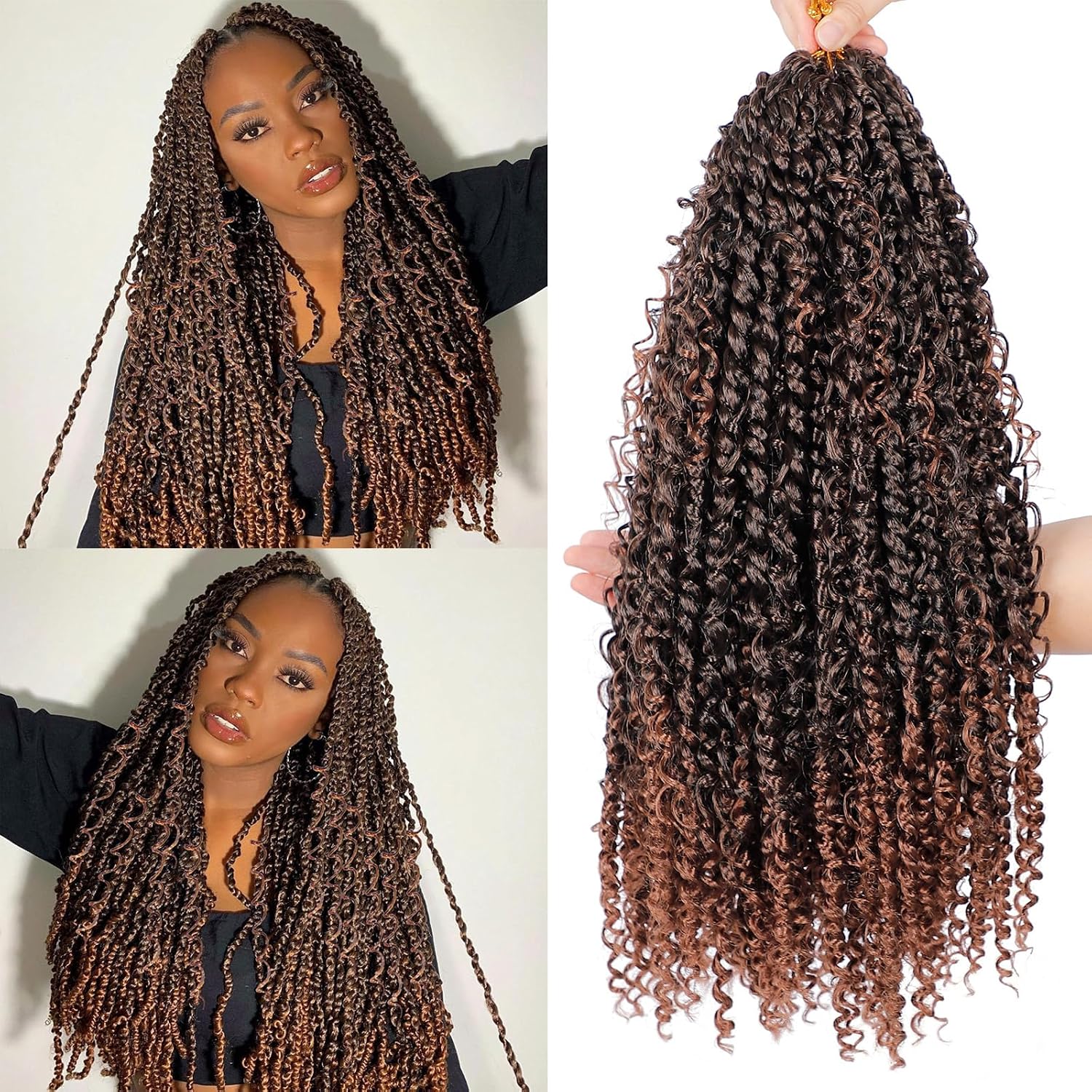 Passion Twist Hair 18inch Boho Style Passion Twist Crochet Hair for Black Women Boho Crochet Braids Pre Looped Goddess Passion Twist Hair (8Pack, 1b)