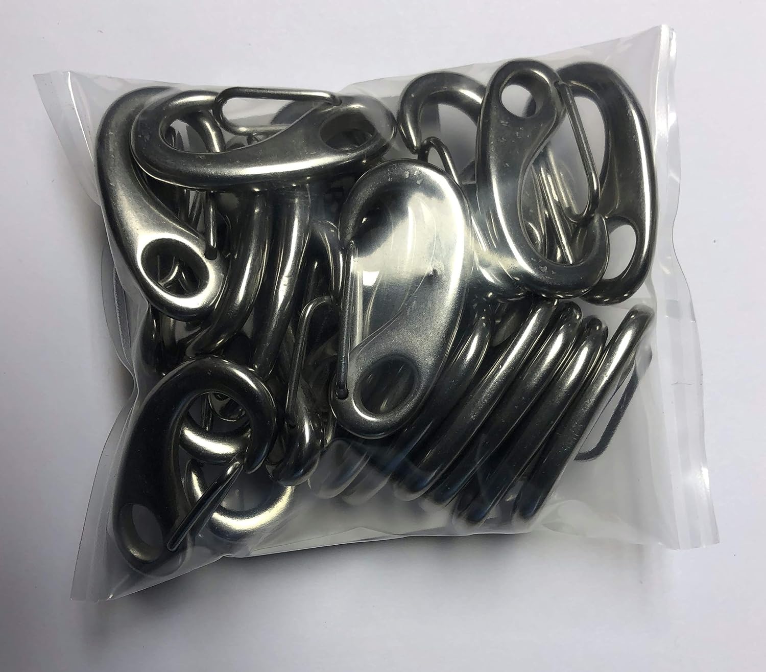 25 Piece Carabiner Clip 2 Inch Marine Grade 316 Stainless Steel Spring Snap Hook Clip Egg Type Clip Hook for Keychain, Dog Leashes, Flag Pole, Hiking, Boating