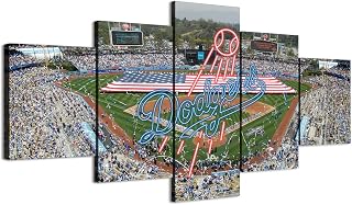 Panoramic Neon Dodgers Sign 5-Panel Canvas