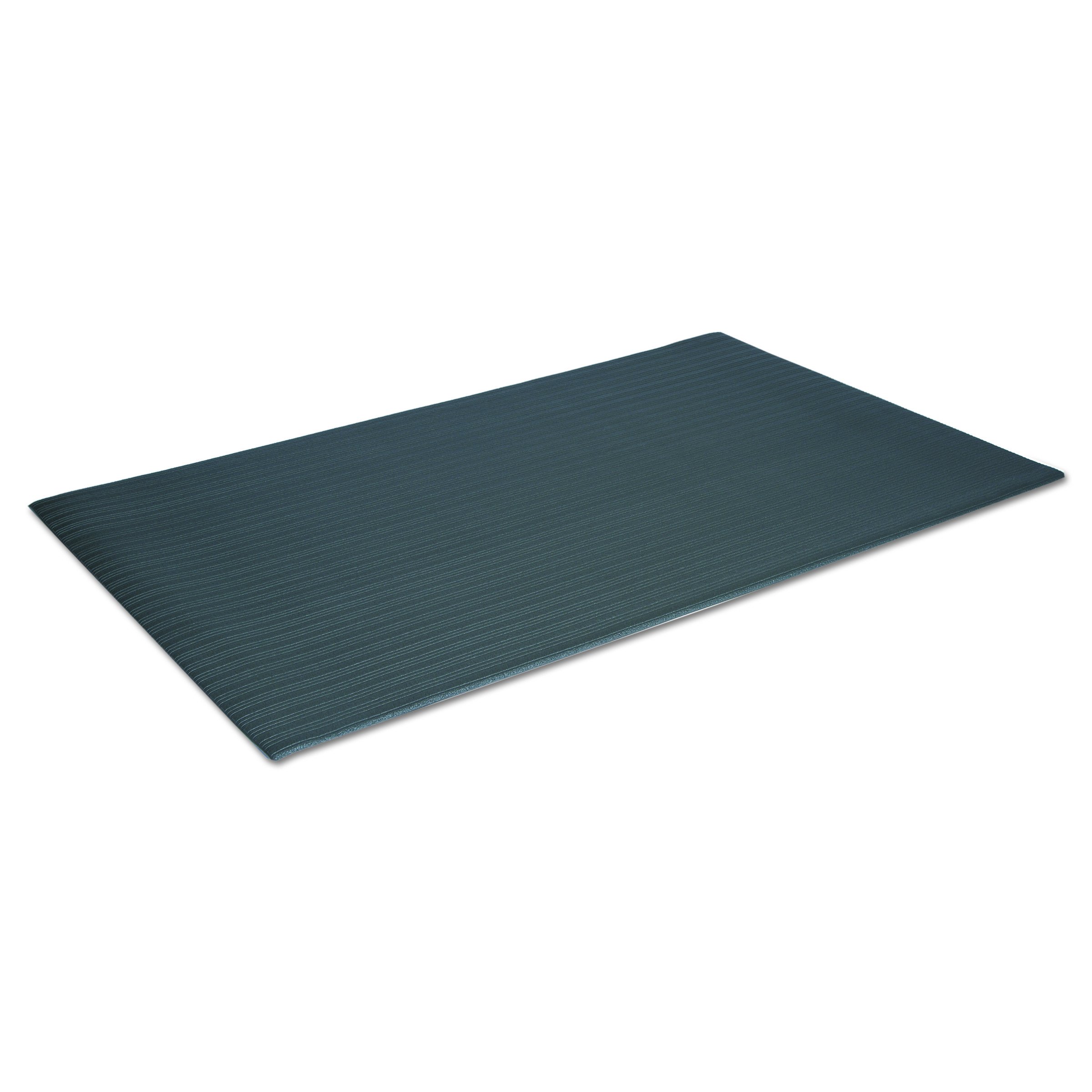 Crown 24" x 36" Ribbed Vinyl Anti-Fatigue Mat, Rectangular, Black Ribbed Surface, Heavy-Duty Industrial