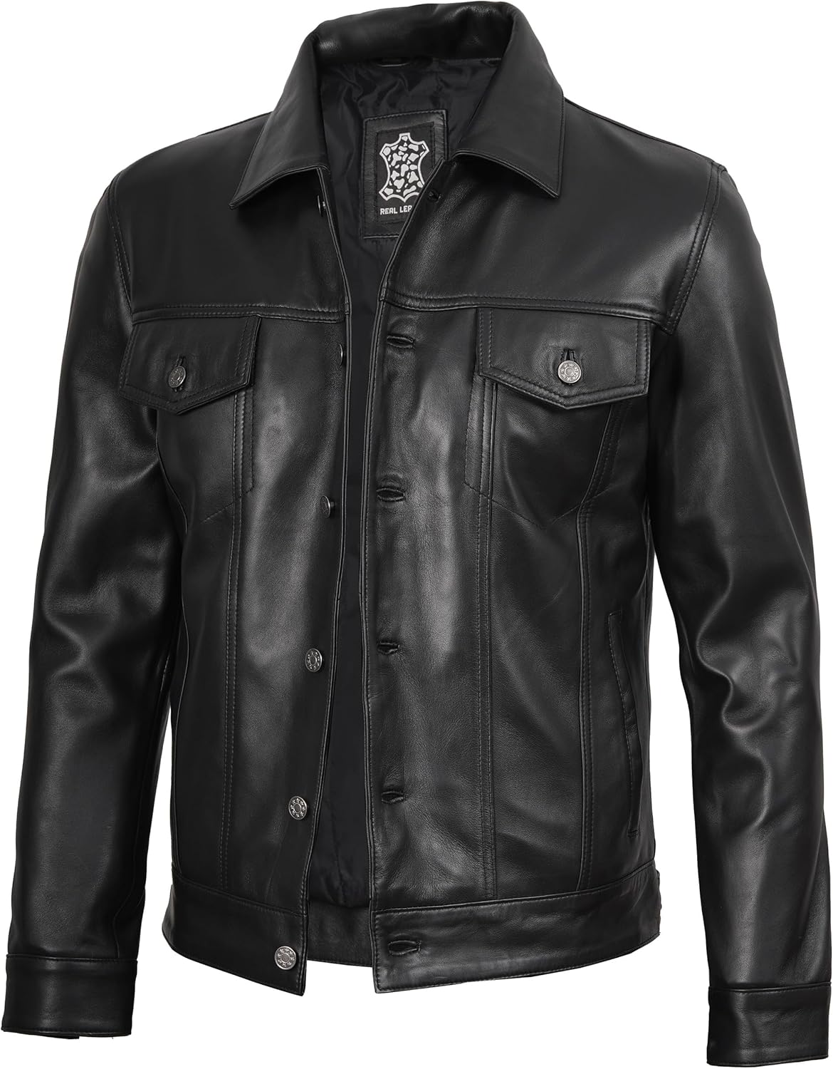 Decrum Leather Jacket For Men - Real Lambskin Vintage Trucker Mens Leather Jackets