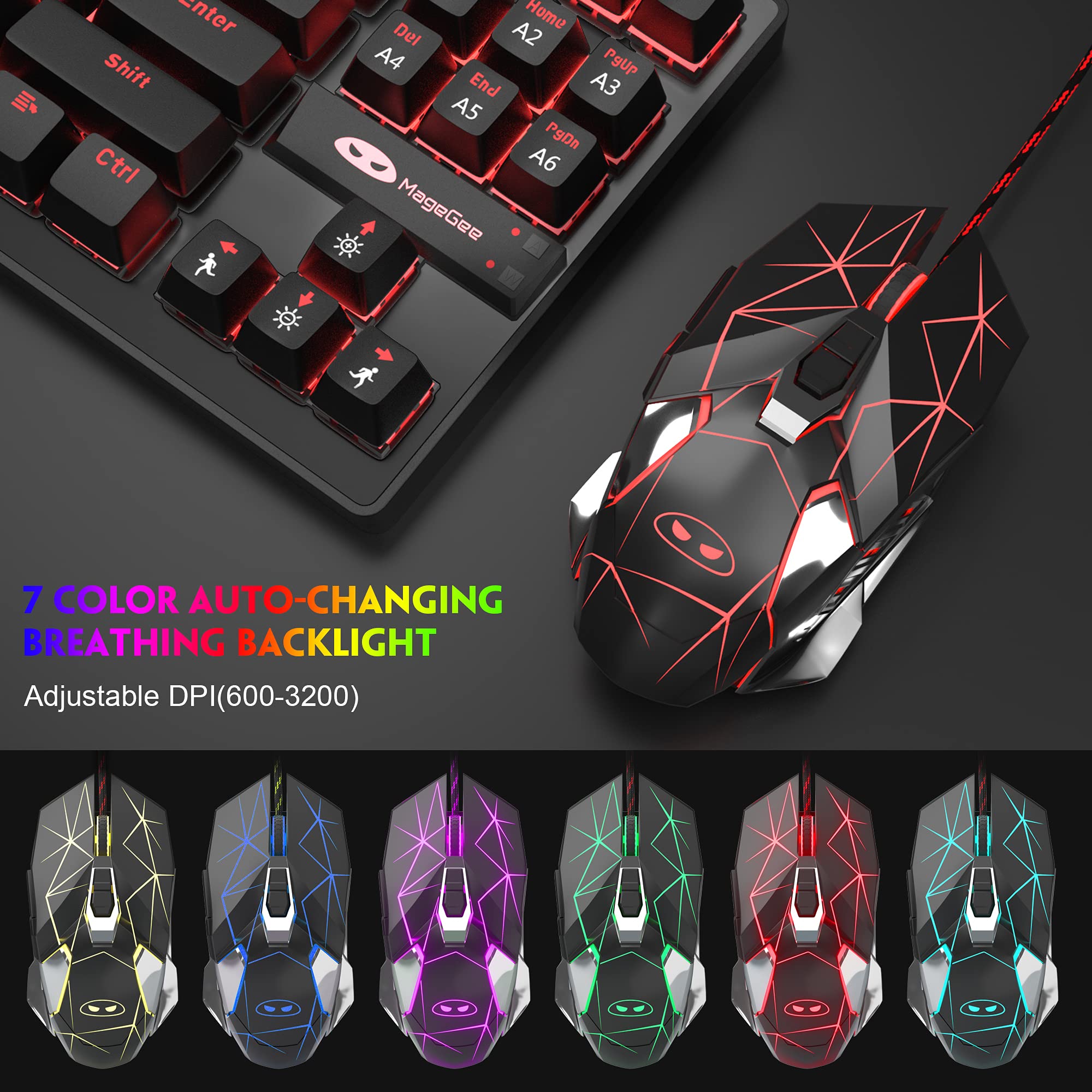 Mechanical Gaming Keyboard and Mouse Combo & Large Mouse Pad,Mechanical