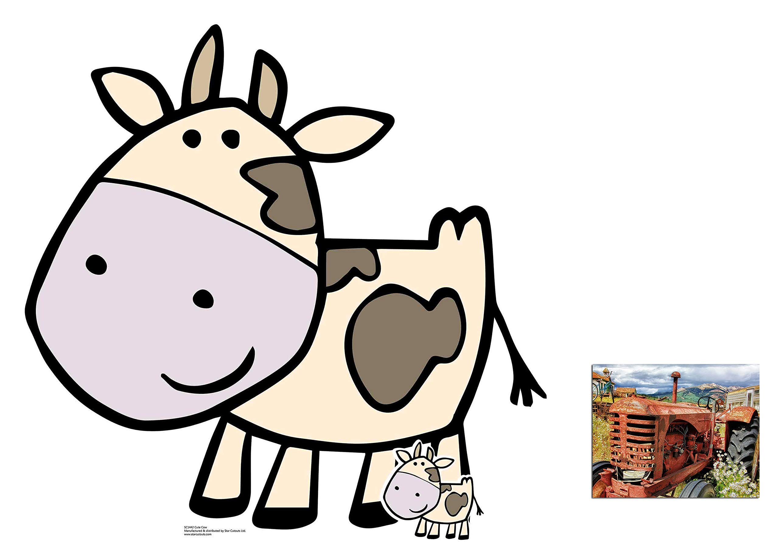 Cute Farmyard Cow Cardboard Cutout/Standup Fan Pack, 103cm x 106cm Includes Mini Cutout and 8x10 Photo