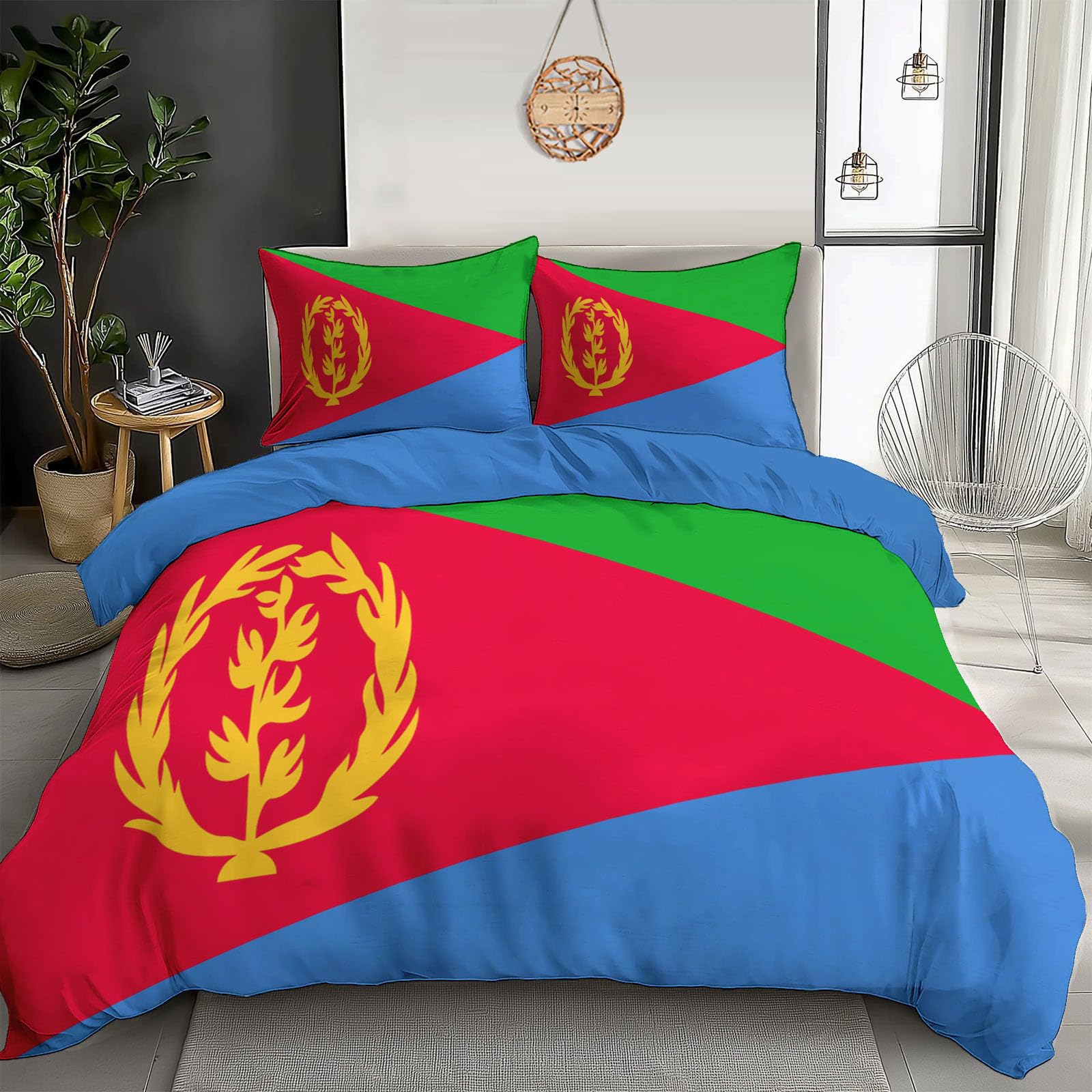 Housse de couette Erythrée 240x260 cm avec 2 taies d'oreiller pour grand lit adulte