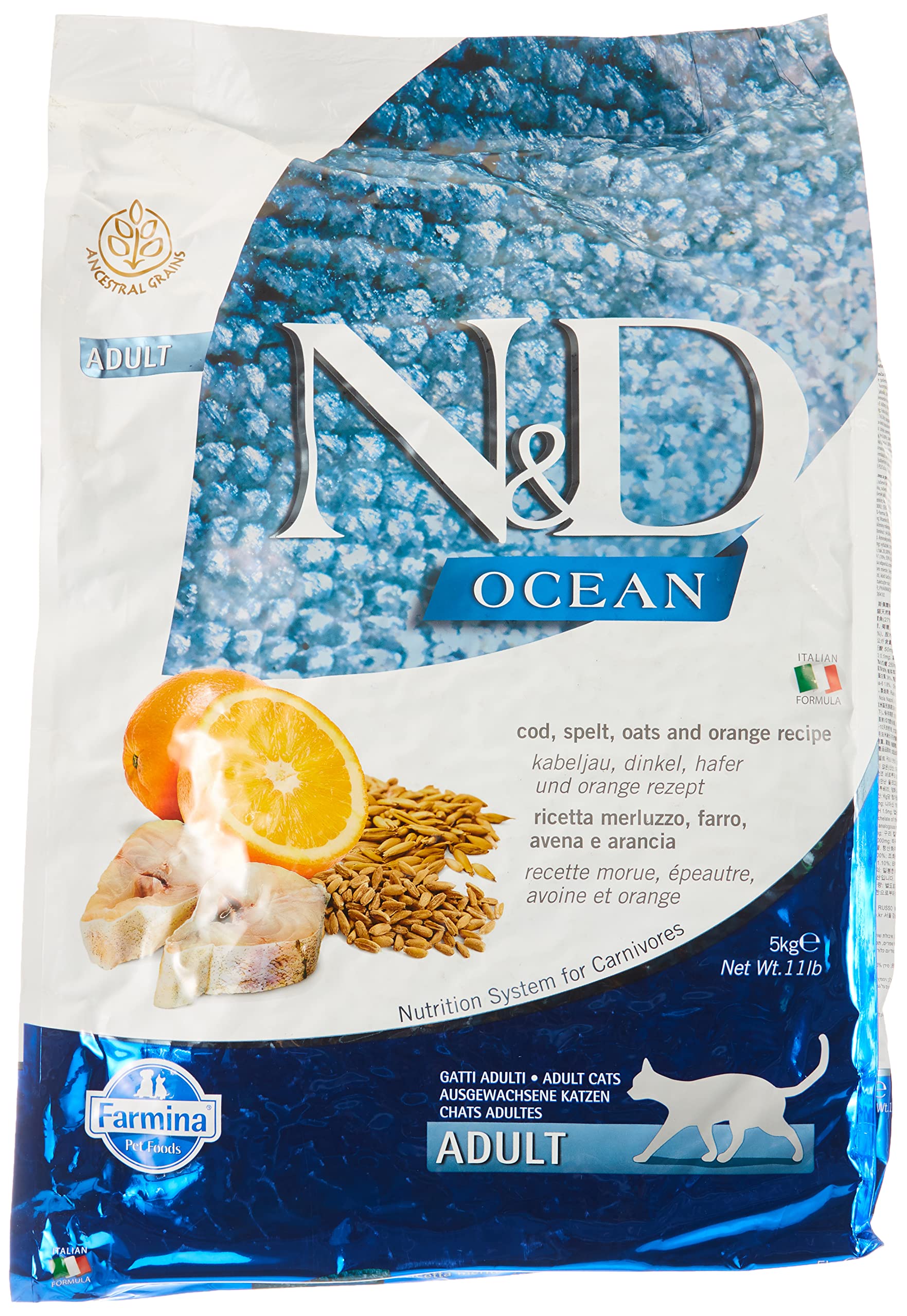 Farmina N&D Ocean Adult Katzenfutter – Mit Hering & Orange, Für Kastrierte Katzen, 1,5 Kg Trockenfutter