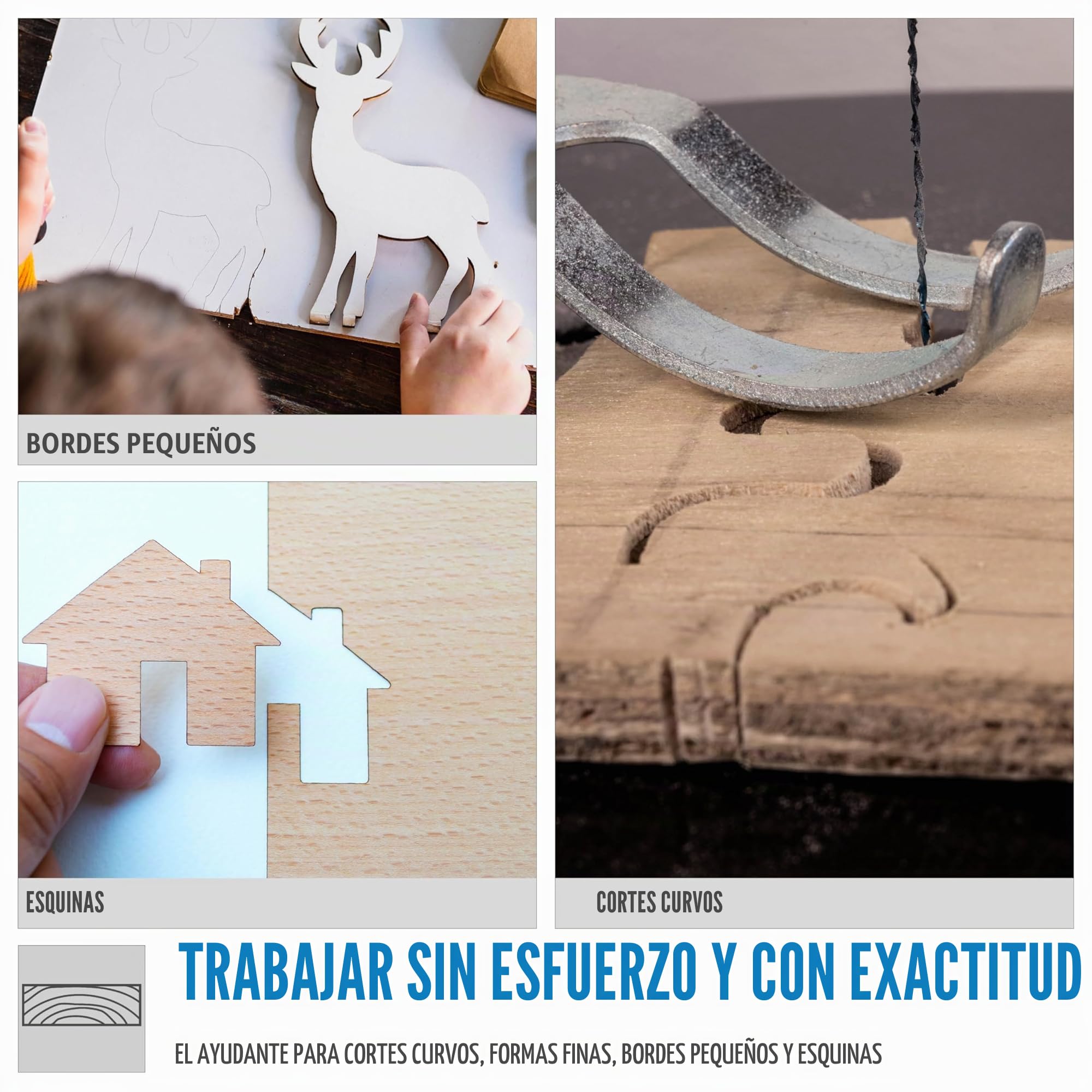 Güde Sierra de marquetería GDS 16 E (120 W, regulación de velocidad continua, mesa giratoria 45°, estructura base de acero fundido, dispositivo de extracción, para cortes finos, incluye 3 hojas de