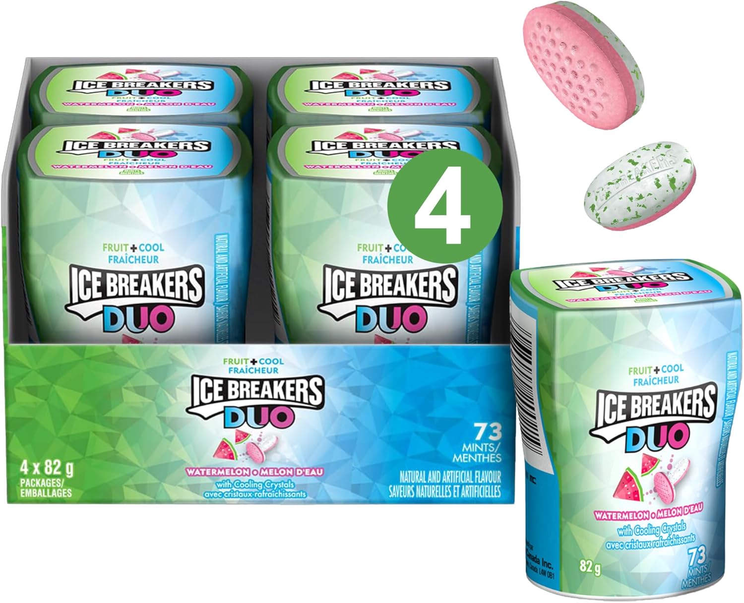 ICE BREAKERS Duo Watermelon Mints Mint Candy Candy Bulk Box 82g ice-breakers-duo-watermelon-mints-mint-candy-candy-bulk-box-82g