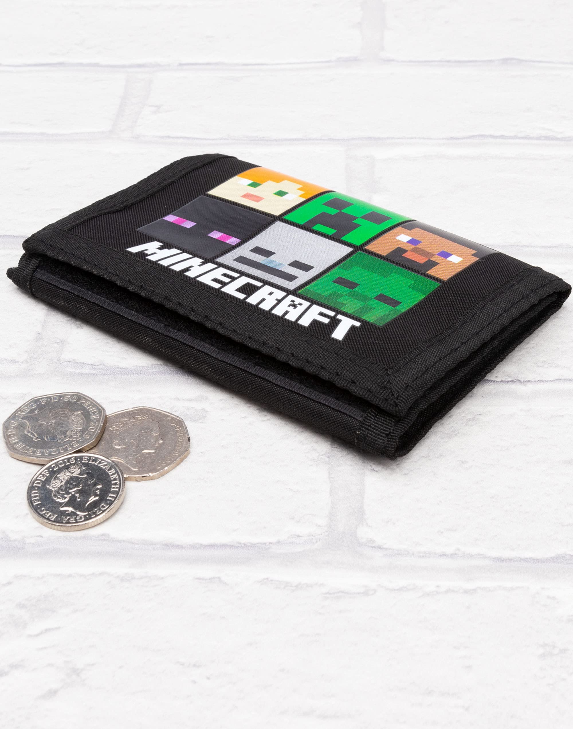 Minecraft Portefeuille Enfants Jeu Jeu Noir ou Vert Creeper Bourse Taille Unique