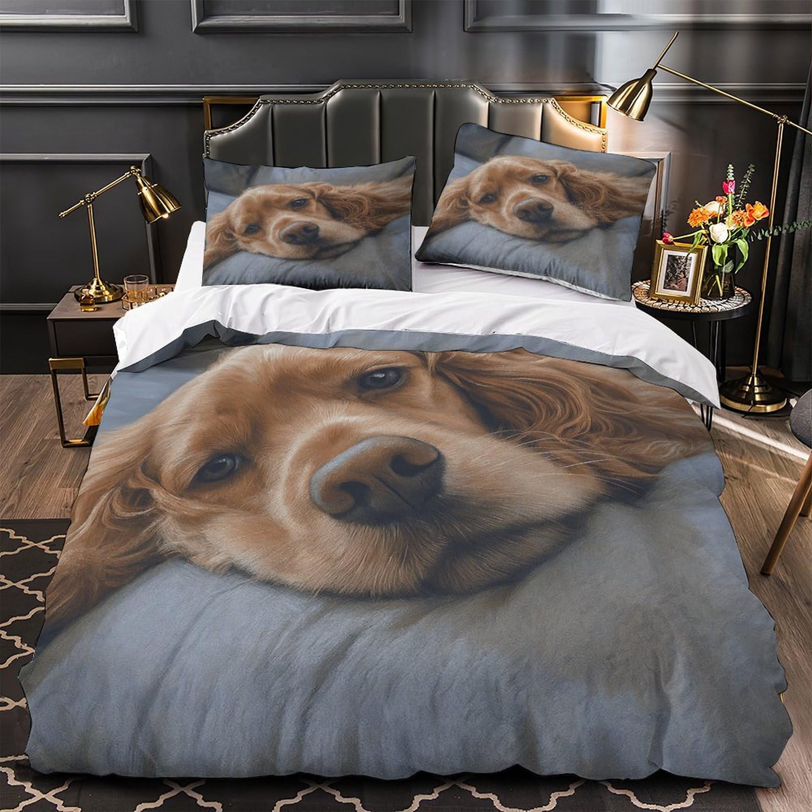 Illustration artistique animaux parure lit chien 135x200cm pour ado