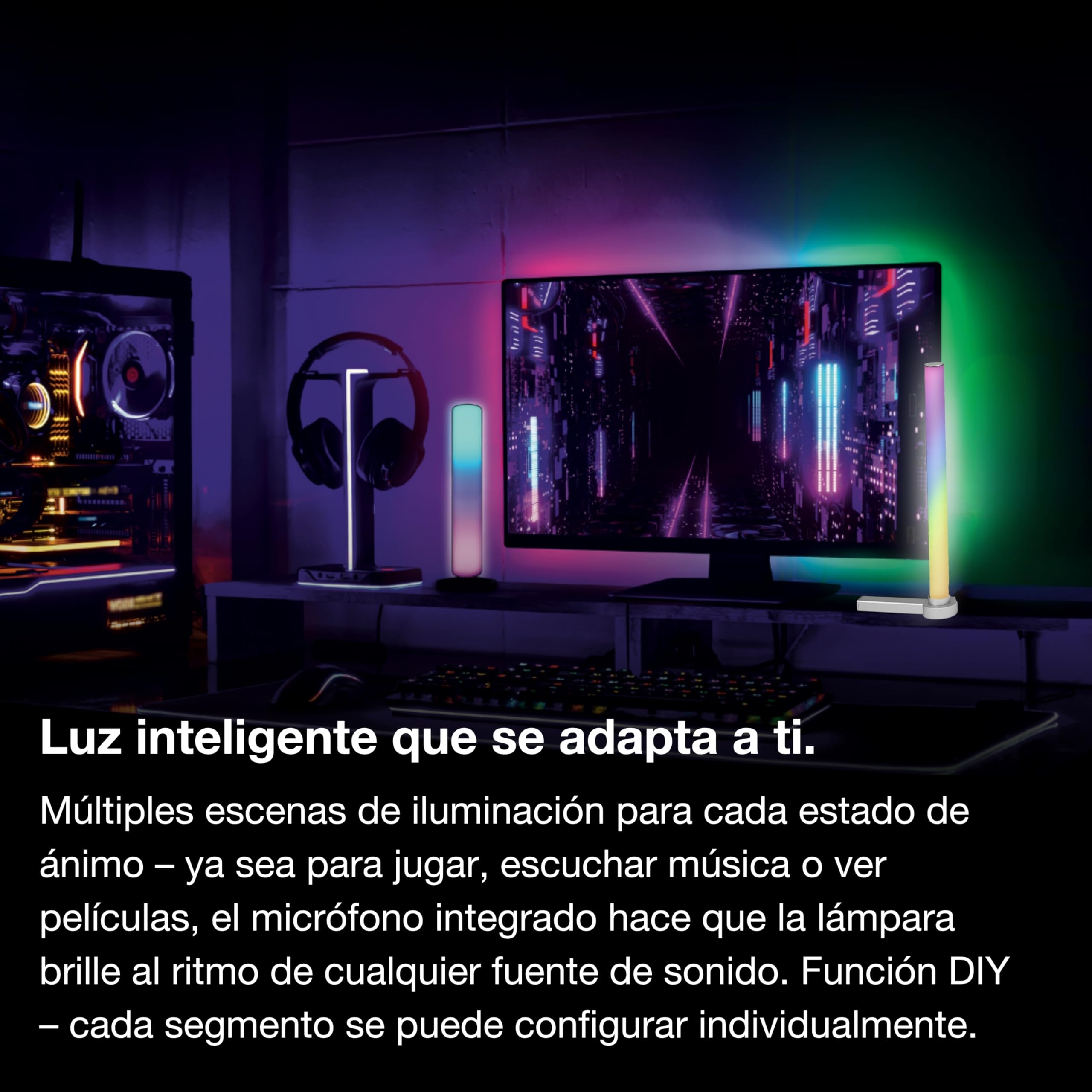 LEDVANCE SMART lámpara de sobremesa inteligente y moderna para iluminación indirecta con tecnología WiFi; Magic RGB; regulable; plata; aluminio; bombilla no sustituible