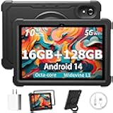 Tablet 10 Inch Android 14 Tablet, 16GB RAM 128GB ROM, 1TB Expansion, Octa-core, Large Capacity Battery, 5MP + 8MP Dual Camera, 5G/2.4G WiFi, Bluetooth 5.0, GPS, Drop-Proof Case - Black (Black)