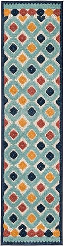 Miniatura 2 de Unique Loom Belize Outdoor Collection - Alfombra Sarstoon (2 x 8 pies, color marfilazul claro)