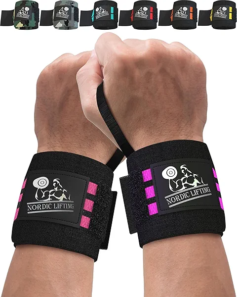 Nordic Lifting Wrist Wraps (2 Pairs) – Lifting Wrist Wraps with Thumb Loop for Weightlifting, Powerlifting & CrossFit – Durable Wrist Support Straps for Men & Women – Gym Essentials for Heavy Lifts