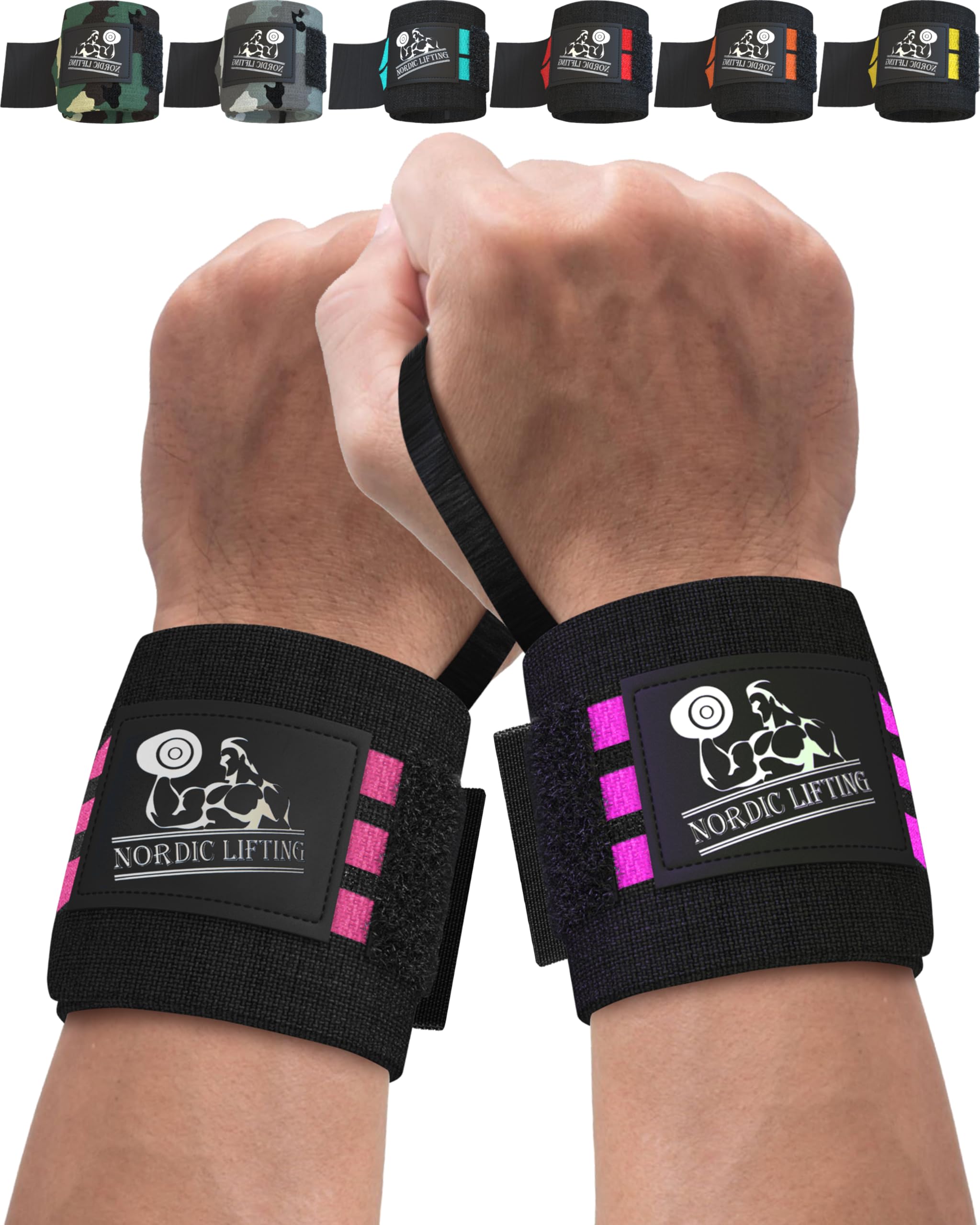 Nordic Lifting Wrist Wraps (2 Pairs/4 Wraps) 14" for Weightlifting | Cross Training | Powerlifting - for Women & Men - Improve Hand Strength & Support During Weight Lifting 1 Year Warranty