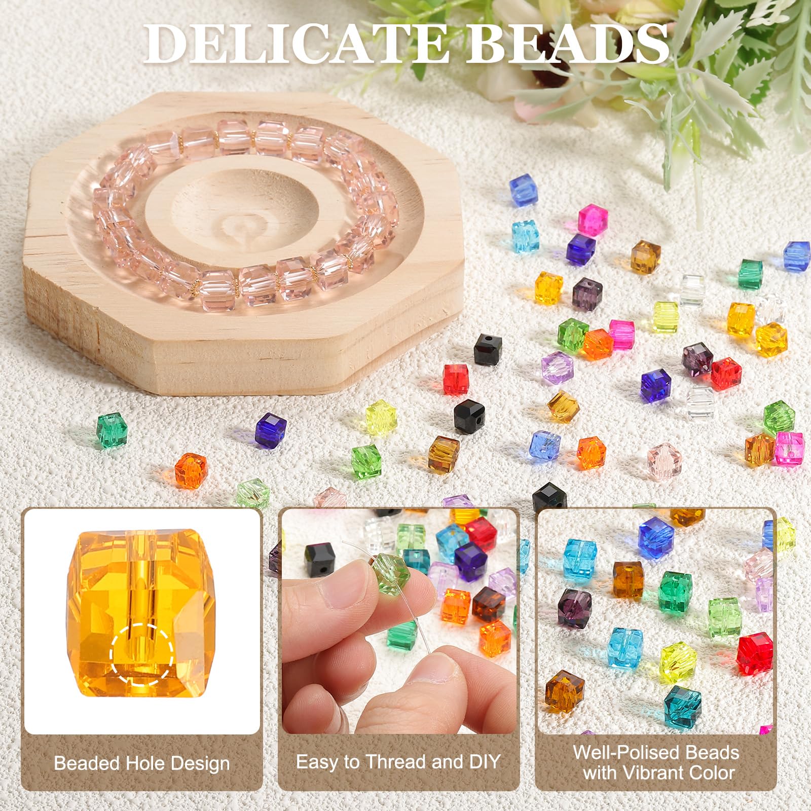PATIKIL 6mm Crystal Glass Cube Beads - Image 3