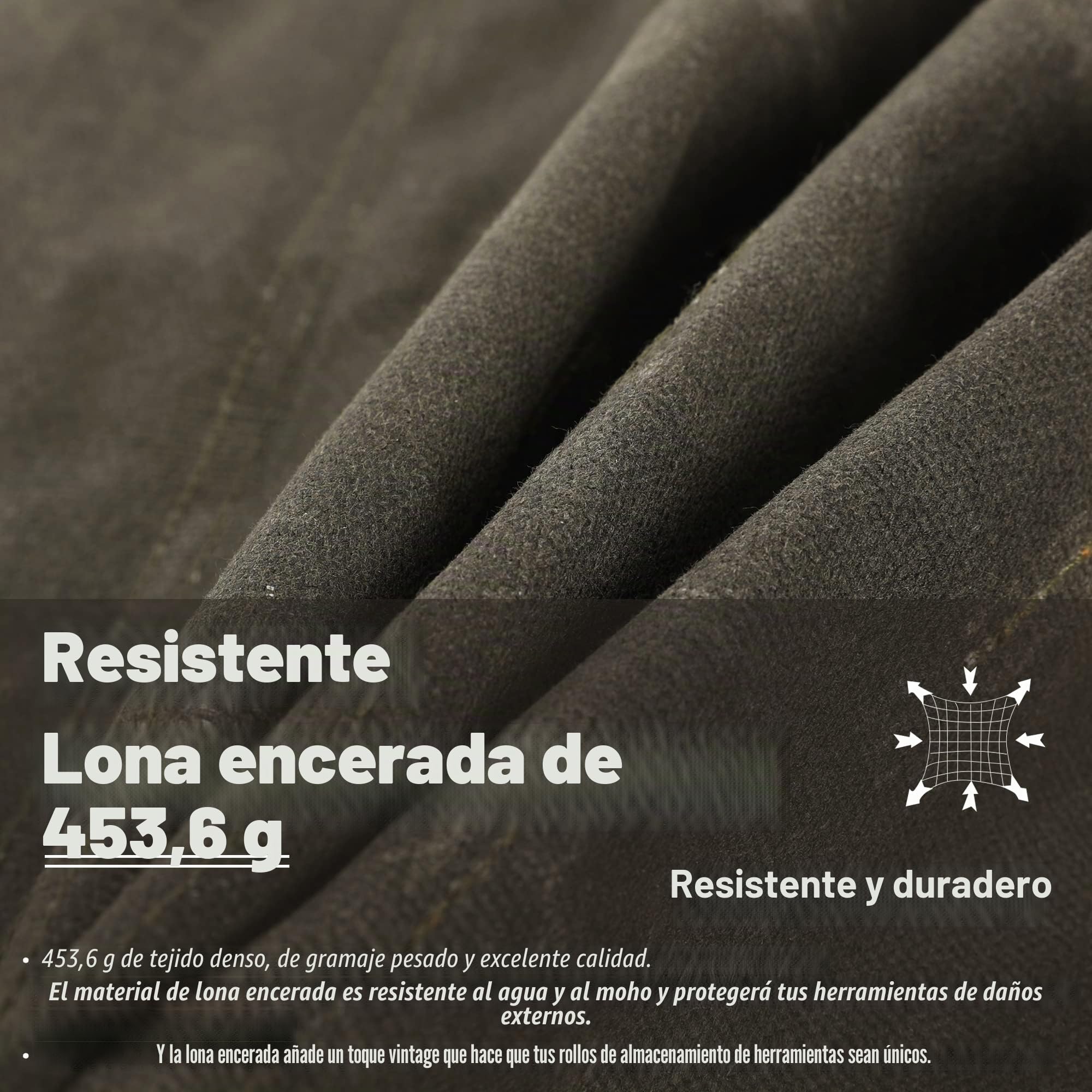 Rollo de herramientas de lona, estuche de herramientas de 23 bolsillos, resistente de lona encerada de 16 onzas (26 pulgadas de largo x 13 pulgadas de ancho), bolsa enrollable para herramientas con
