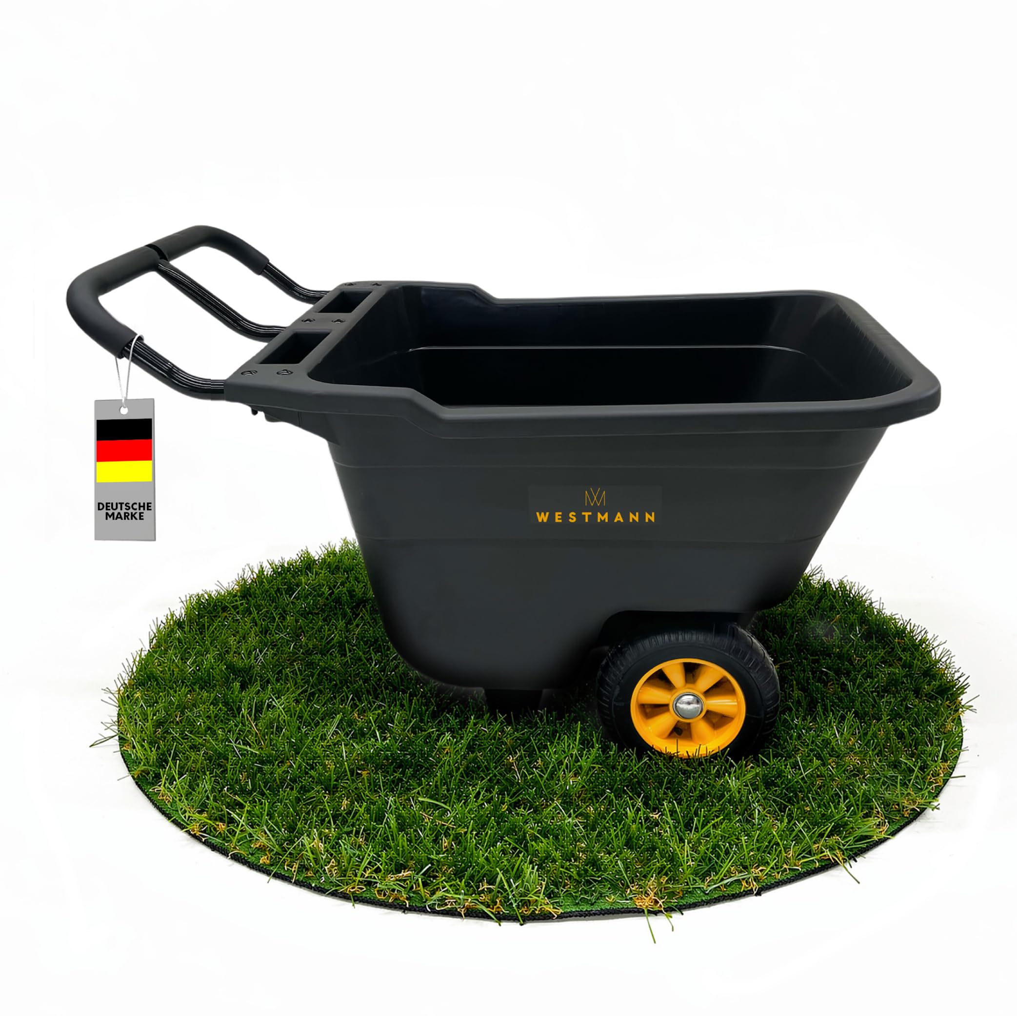 Westmann Prakta S Schubkarre | Kunststoffwanne mit Stahlrahmen | Luftreifen & Kippfunktion | 90 L | Traglast 150 kg (90 L)