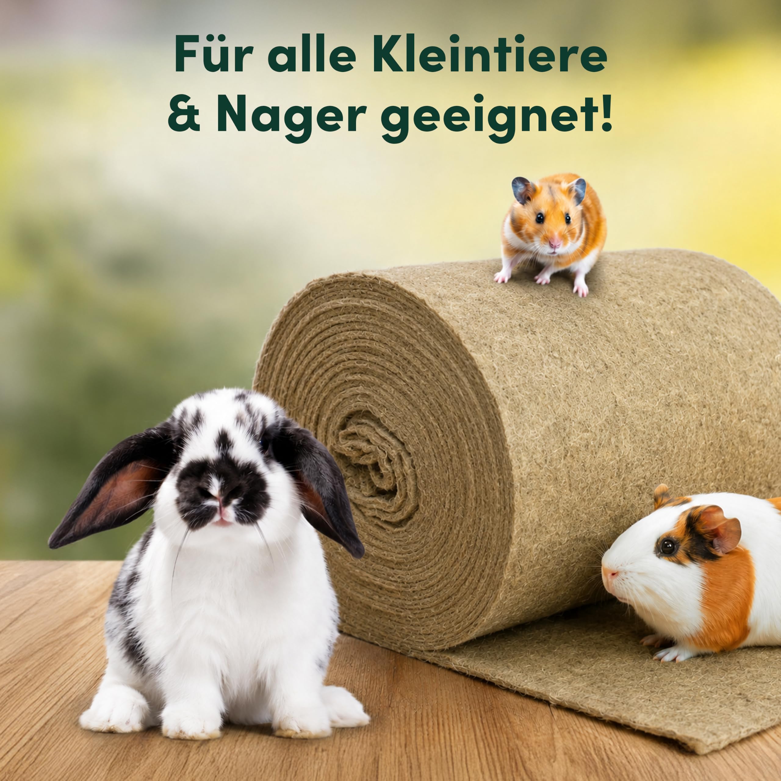 Hanfmatte auf 25 Meter Rolle x 50 cm breite | 5 mm Dicker Nagerteppich aus 100% Hanf | kompostierbare Nagermatte für Kleintiere, Hasen & Meerschweinchen | Natürliche Einstreu & Käfigeinlage
