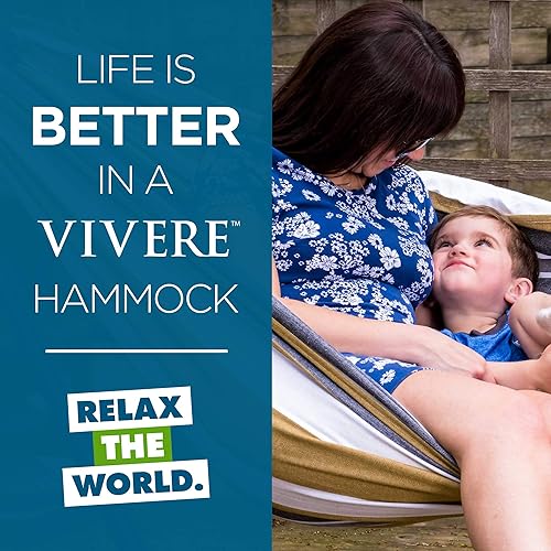 Miniatura 8 de Vivere - Hamaca doble de algodón con soporte de acero que ahorra espacio 204kg  450libras de capacidad Incluye bolsa de transporte de primera calidad