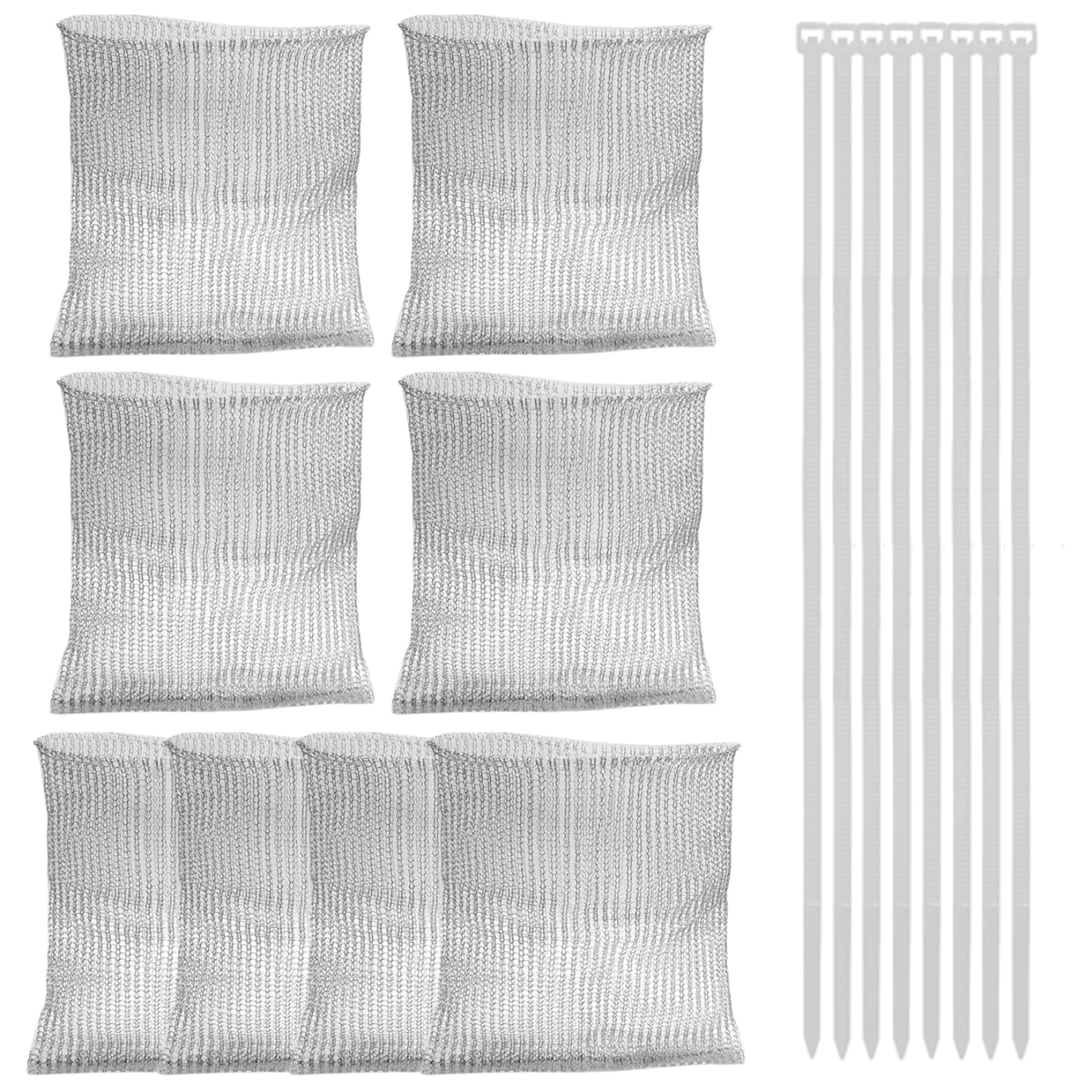 Fruit Protection Bags, 12x6" Stainless Steel Fruit Protection Bag with Ties, 8Psc Rustproof & PestProof Airy Net Bags For Vegetables Trees, Flowers.