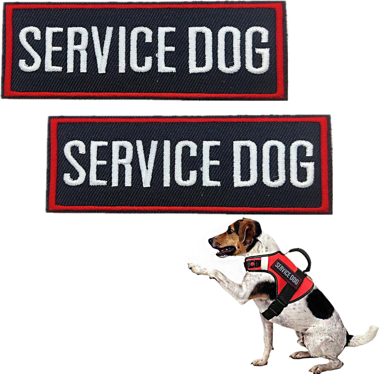 2-Pack Service Dog Patches with Hook and Loop – Red Border, Ideal for Vests and Harnesses 2-Pack Service Dog Patches with Hook and Loop – Red Border, Ideal for Vests and Harnesses