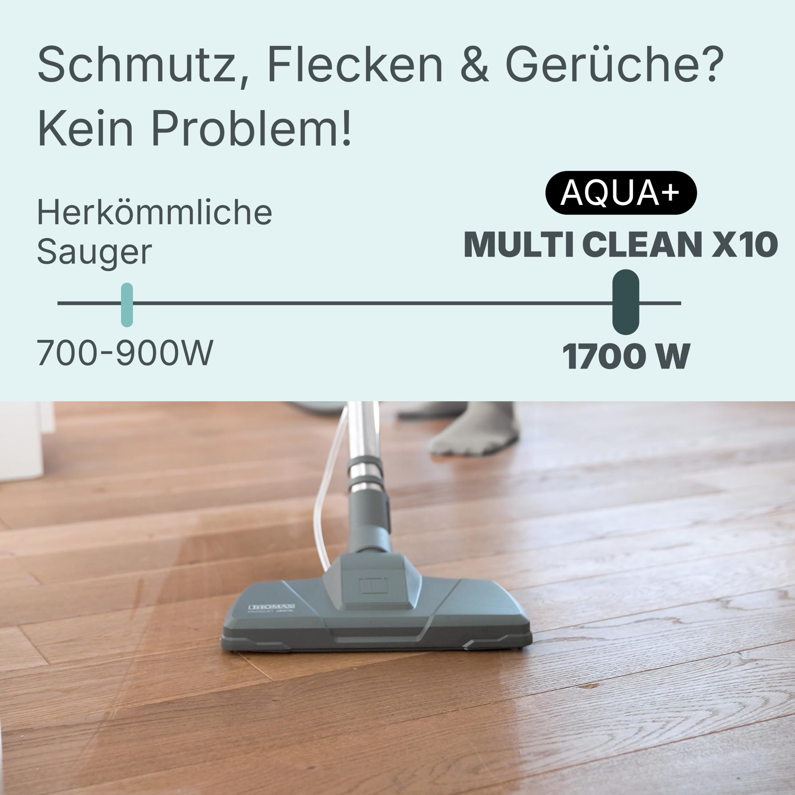 THOMAS Aqua+ Multi CLEAN X10 PARQUET, Staubsauger, Waschsauger, beutellos, Speziell für Parkett und Laminat, für Allergiker, Wasserfilterung, 1700 Watt max., Made in Germany