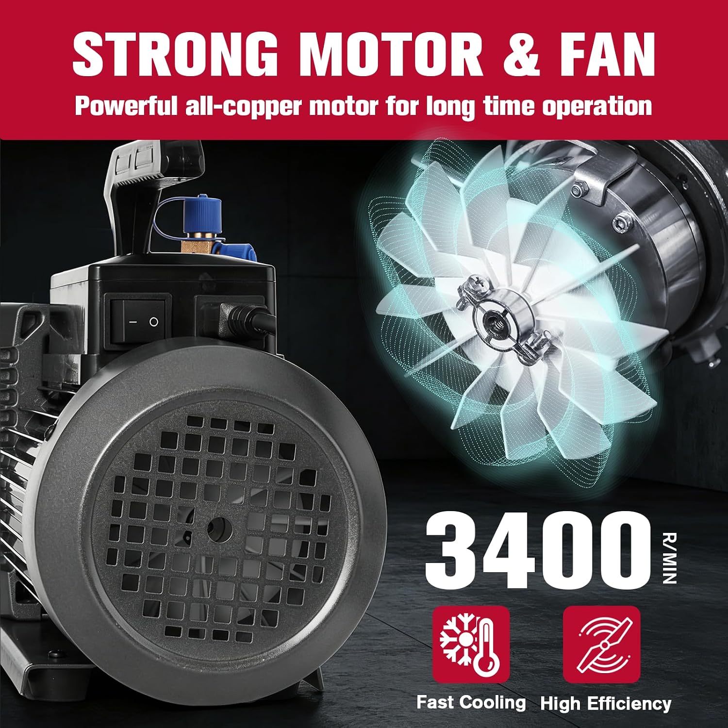 14 CFM Vacuum Pump, 2 Stage Rotary Vane Air Vacuum Pump 110V 1 HP