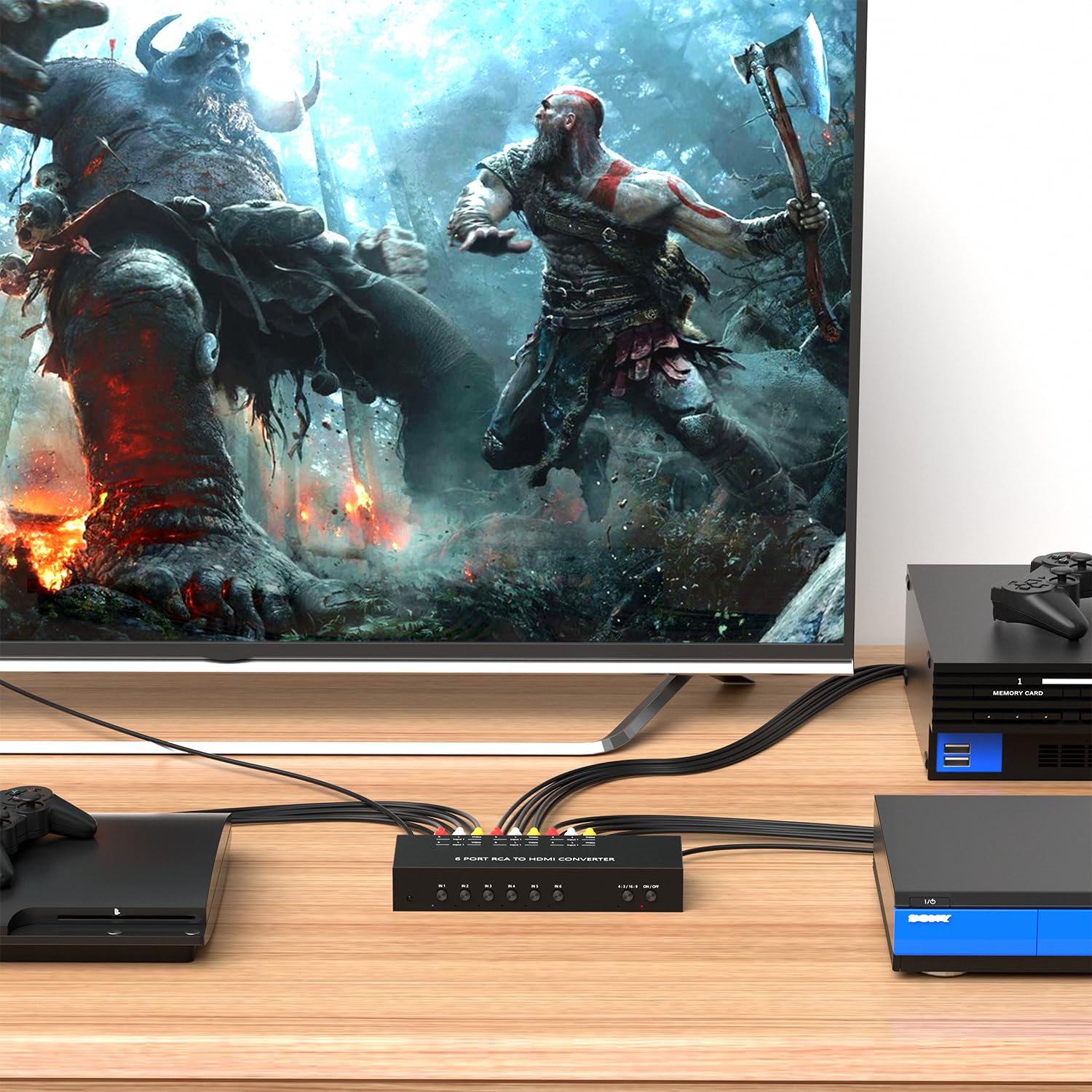 ZUZONG Convertitore da RCA a HDMI a 6 vie 1080P/720P RCA Composito CVBS AV Switch a HDMI Convertitore Adattatore Supporto 4:3/16:9 Interruttore per Sega Xbox PS1 PS2 PS3 N64 NGC SNES WII VHS VCR