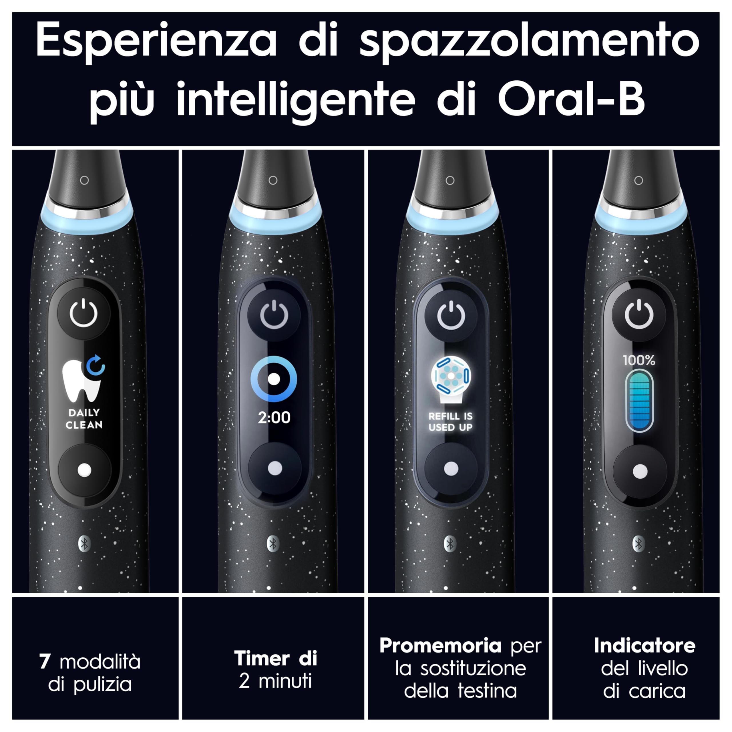 Oral-B Spazzolino Elettrico Ricaricabile iO 10 Nero, 3 Testine Oral B, Spazzolino Elettrico, 1 Custodia Da Viaggio Ricaricabile, Pulizia Denti Efficace