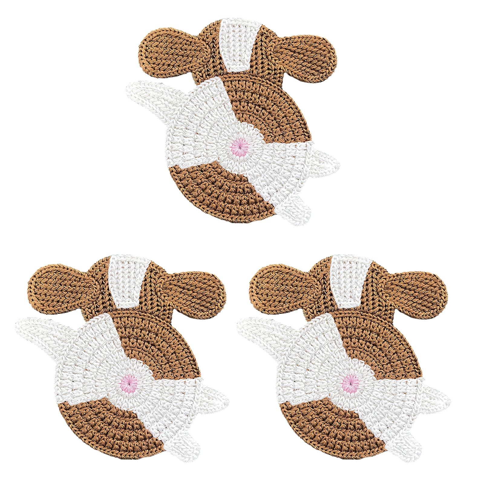 3Pcs Knitted Kitchen Coasters Showcasing Distinctive Pet Designs Excellent for Decorations Pet Themed Coasters