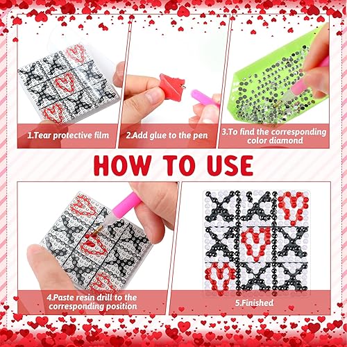 Miniatura 5 de Spiareal Kit de 24 llaveros de pintura de diamantes para el día de San Valentín, 5D, bricolaje, amor, corazón, gnomo, San Valentín, adornos