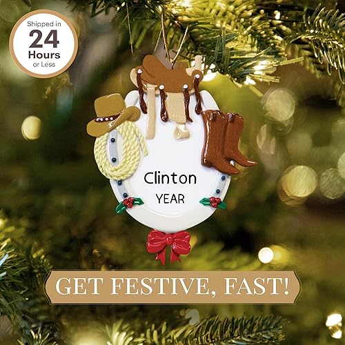 Miniatura 10 de Adornos de Navidad personalizados de caballo 2023  Personalización gratuita en 24 horas  Adorno de equitación ecuestre con nombre  Recuerdo