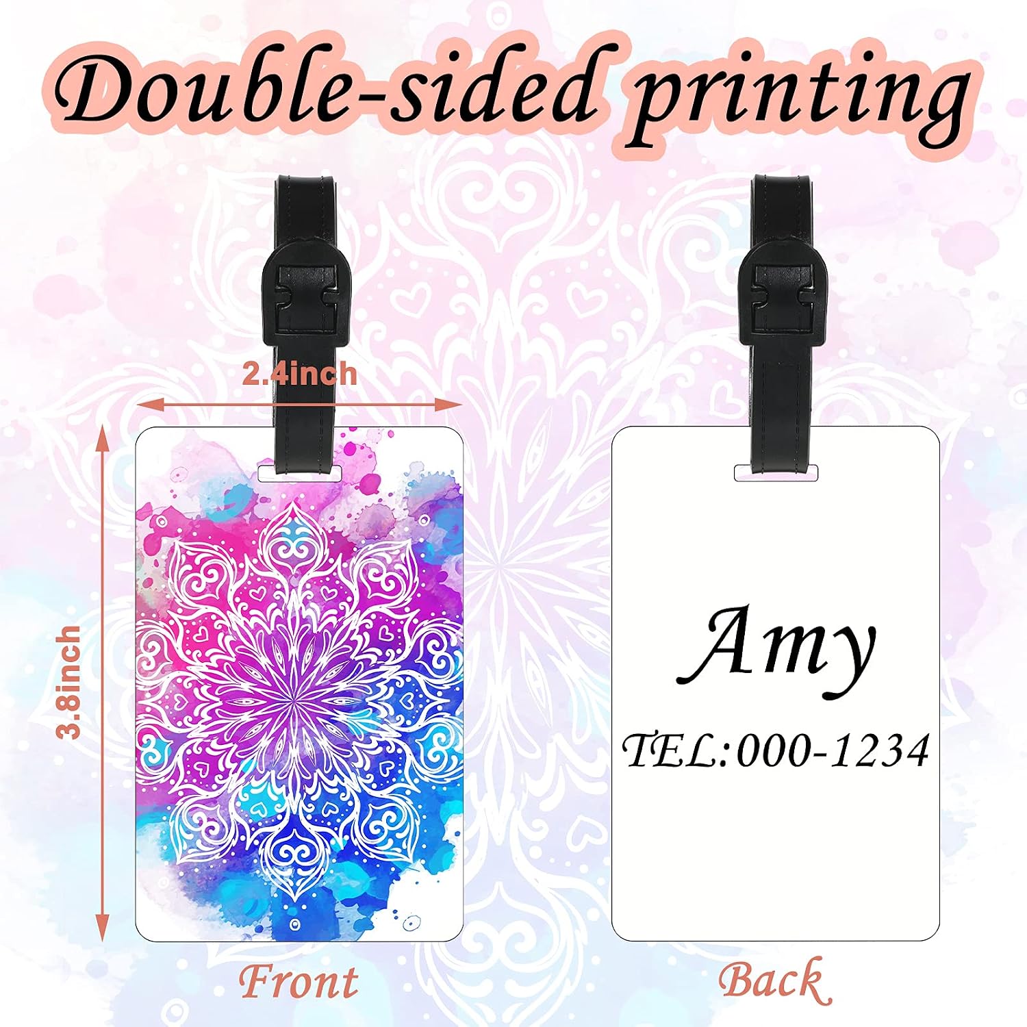 Frienda Sublimation Luggage Tag Blanks White Blank Travel Bag Tags Bulk with Strap Double Sided MDF Suitcase Labels with Slots for Easy Identification