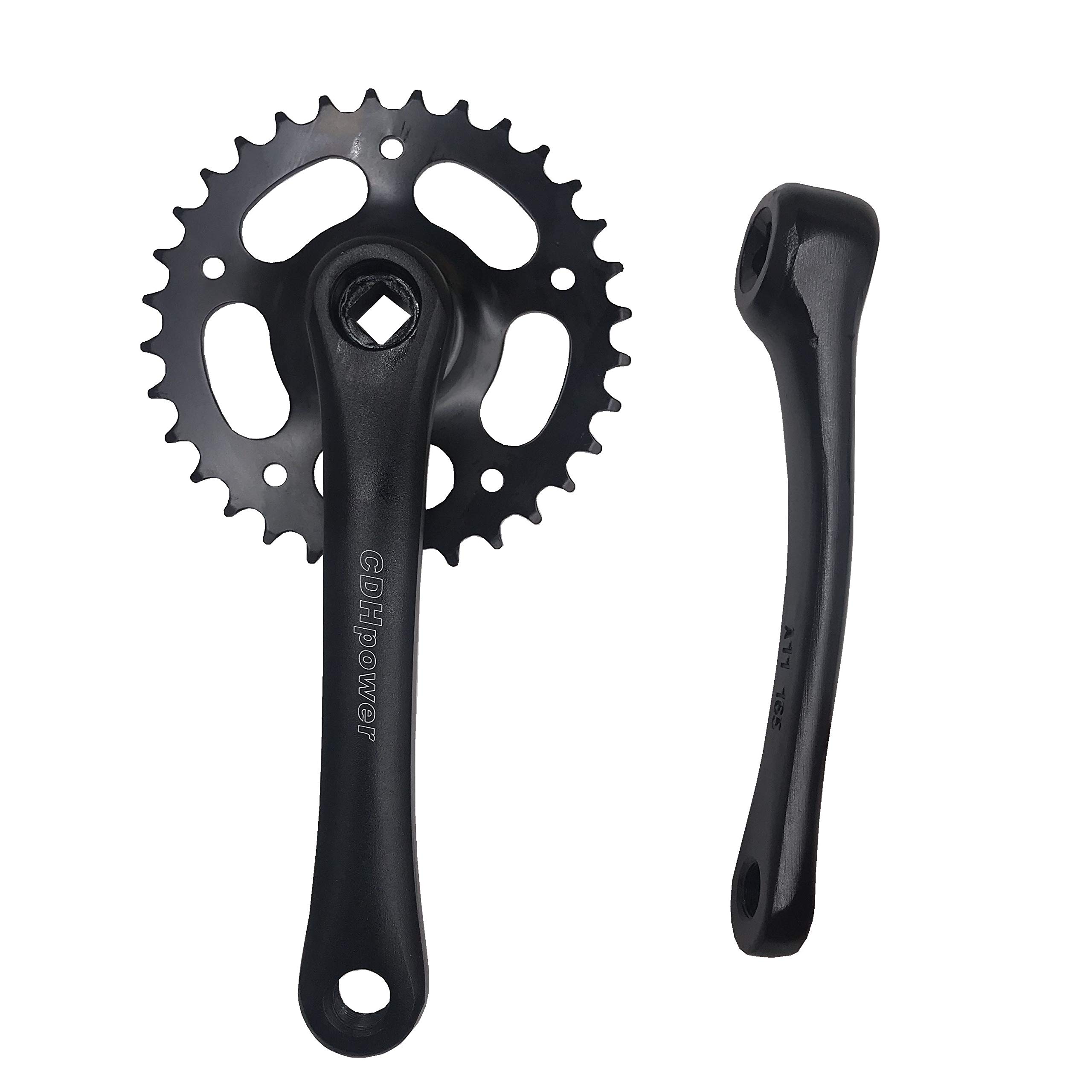 CDHPOWER Single Speed Crankset for Mountain Road Bike Fixed Gear Bicycle Folding Bicycle(Square Taper, Black, Sprocket)