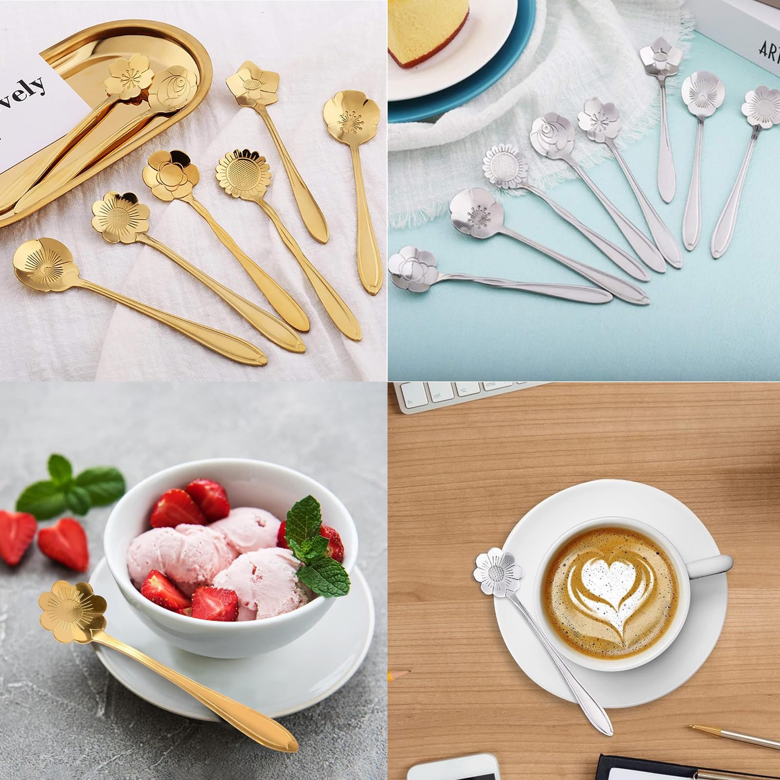 Cuillère Café Ovale Cuillères à Café MIU COLOR - Lot De 12 En Acier Inoxydable, 12cm, Ovales - Pour Café, Thé, Desserts Petites Cuilleres A Dessert