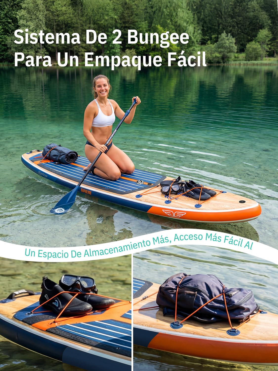 Niphean (Extra Grande) Tabla Paddle Surf Hinchable para 2+1 Personas/Familia, Paddle Surf con (Apto para Principiantes) Aleta Equilibrada, Funda Waterproof, Sup Board para Adultos, Regalo