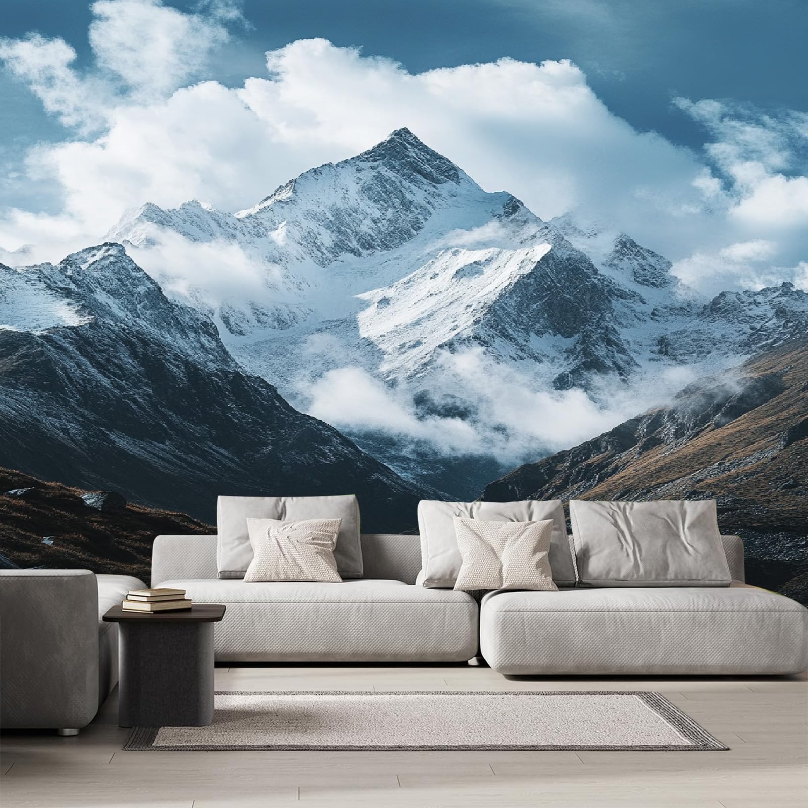 Peinture murale montagne enneigée papier peint pour cacher mur abîmé