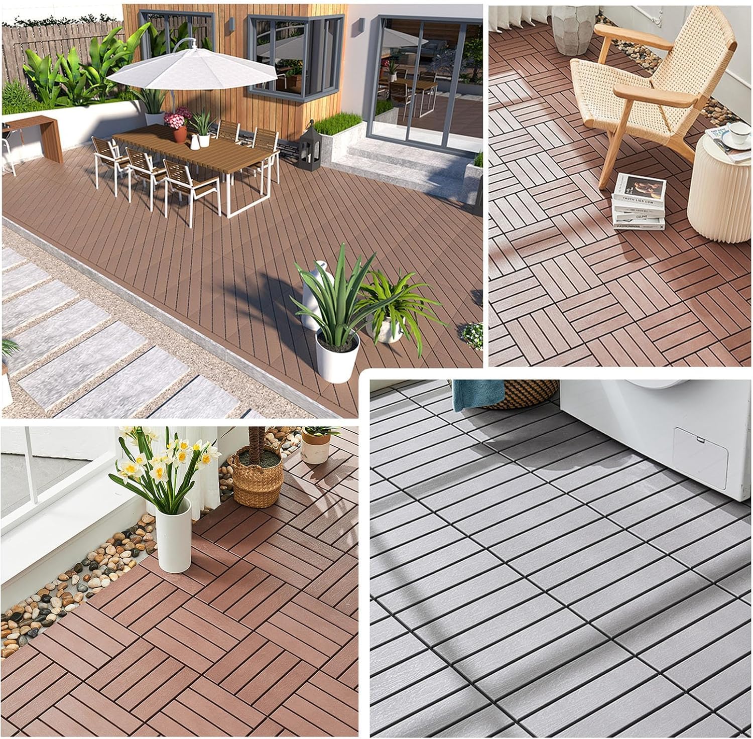Piastrelle ad incastro per patio – Pavimento in plastica per esterni per giardino e cortile – Soluzione decorativa per vialetti