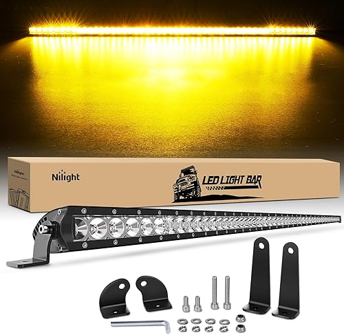 Nilight Barra de luz LED ámbar de 51 pulgadas, 250 W, combo de inundación puntual súper delgada, 24500 lúmenes, 3D, antiniebla, luces todoterreno