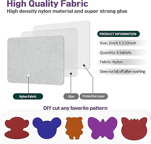 Miniatura 2 de Azobur Paquete de 6 parches de reparación de nailon autoadhesivos de vinilo para acampar al aire libre, parches de reparación de tela impermeable